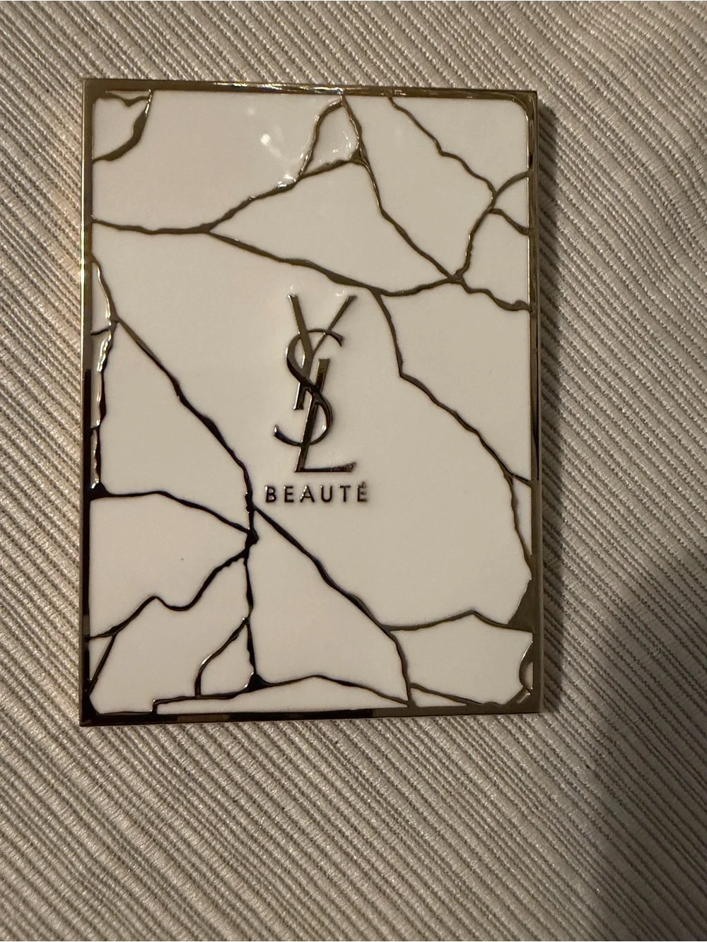 YSL Beauté White Gold Marble Pocket Mirror Purse Travel 3”x2”